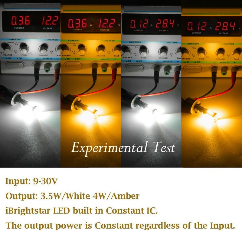 iBrightstar Super Bright 3157 4157 3155 3457 Switchback LED Bulbs with Projector Replacement for Daytime Running Lights/DRL and Turn Signal Lights, White/Amber - Image 5